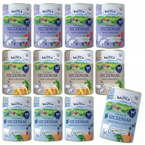 BALTICA SZCZENIAK INDYK Z KRÓLIKIEM JAGNIĘCINA Z CIELĘCINĄ 12X400