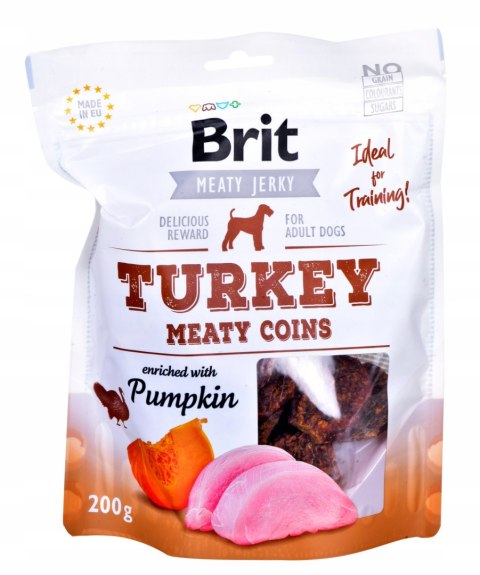 BRIT JERKY TURKEY MEATY COINS PUMPKIN 200 DUŻE OPAKOWANIE