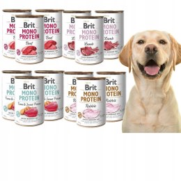 BRIT MONO protein MIX SMAKÓW 12x400 g KRÓLIK JAGNIĘCINA