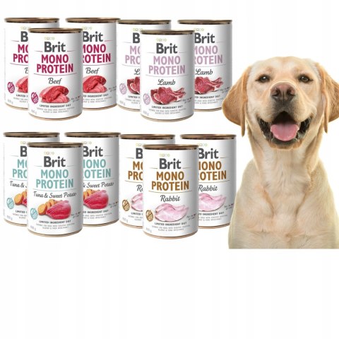 BRIT MONO protein MIX SMAKÓW 12x400 g KRÓLIK JAGNIĘCINA