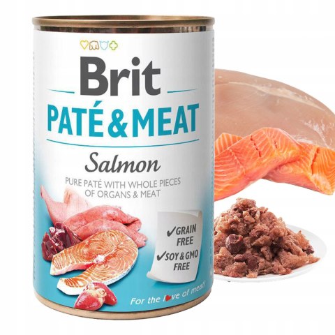BRIT PATE MEAT SALMON MOKRA KARMA DLA PSA Z ŁOSOSIEM PUSZKA 400G