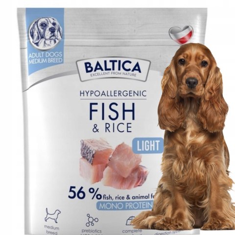 Baltica Adult Fish&Rice Light M 1kg Karma dietetyczna na średnich ras