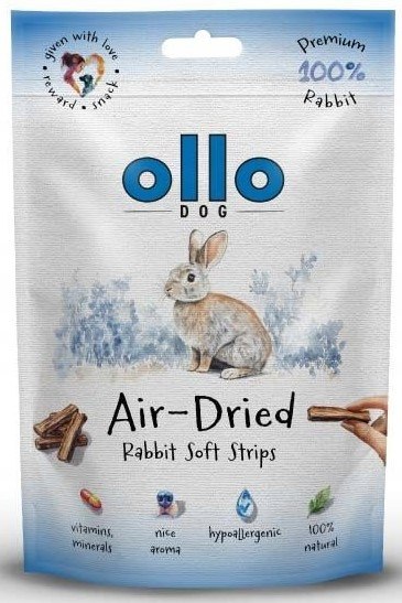 Ollo Air Dried Rabbit Strips Suszone miękkie paski ze KRÓLIKA dla psa 80g