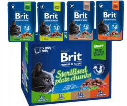 Pakiet Brit Sterilised Plate Chunks Cat Pouches 12