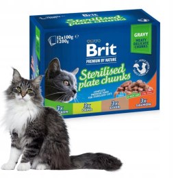 Pakiet Brit Sterilised Plate Chunks Cat Pouches 12