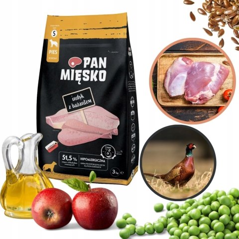 Pan Mięsko Karma PIES indyk z bażantem chrupki S 3kg