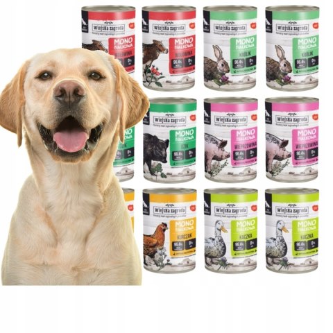 Wiejsjka Zagroda Mix MONO (królik) smaków dla psa dorosłego 12X400