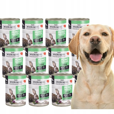 Wiejska Zagroda KRÓLIK Monobiałkowa karma dla psa ALERGIKA 12x400