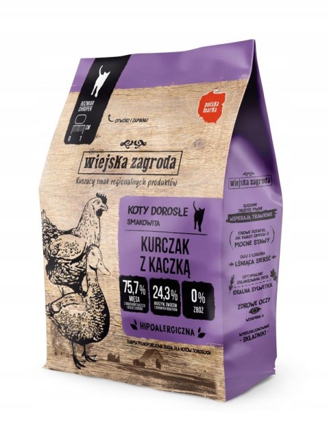 Wiejska Zagroda Kurczak z kaczką 0,4 sucha karma dla kota