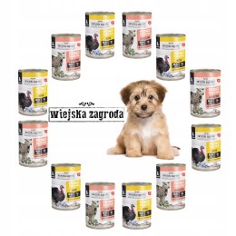 ZESTAW Wiejska Zagroda Karma dla psa Monobiałkowa Indyk SZCZENIAK 12X 400G