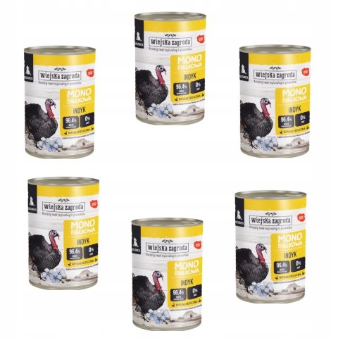 ZESTAW Wiejska Zagroda Karma dla psa Monobiałkowa Indyk SZCZENIAK 12X 400G