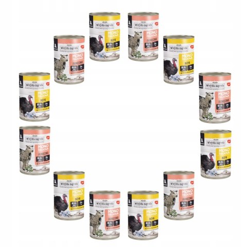 ZESTAW Wiejska Zagroda Karma dla psa Monobiałkowa Indyk SZCZENIAK 12X 400G