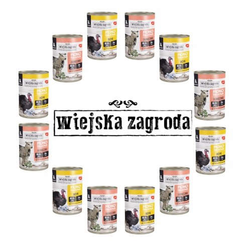 ZESTAW Wiejska Zagroda Karma dla psa Monobiałkowa Indyk SZCZENIAK 12X 400G