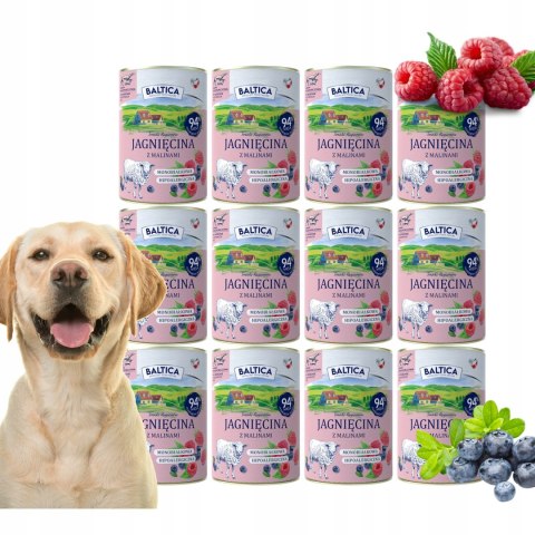 BALTICA 12x400g Karma mokra JAGNIĘCINA Z MALINAMI HYPOALERGICZNA