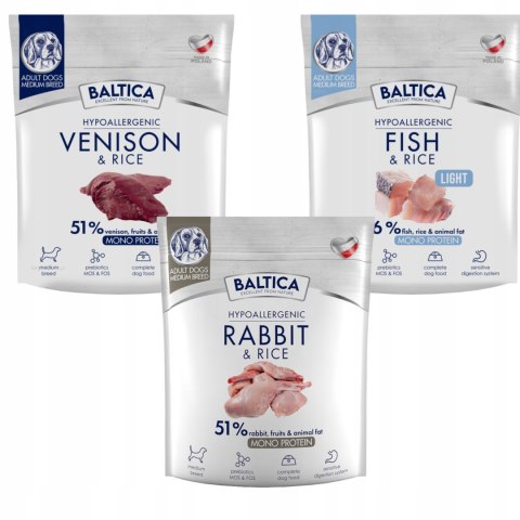BALTICA PAKIET PRÓBNY ADULT LAMB RABBIT VENISON 3X1KG RASY ŚREDNIE