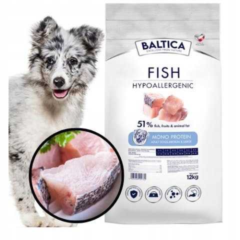 Baltica FISH&RICE 12KG RASY DUŻE KARMA LIGHT DIETETYCZNA XL