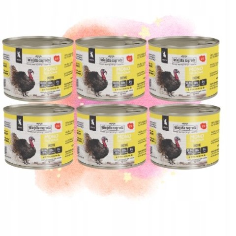 KARMA KOCIĄT WIEJSKA ZAGRODA KARMA MONOPROTEINOWA MONOBIAŁKOWA INDYK 6X200G