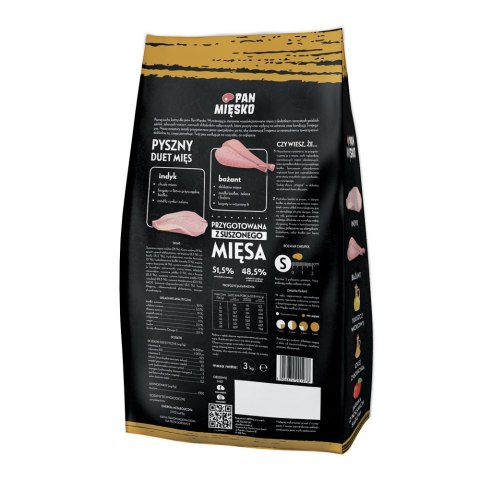 Pan Mięsko Karma PIES indyk z bażantem chrupki S 3kg