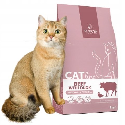 Pokusa Karma Sucha dla Kotów CatLine Beef Duck Wołowina z Kaczką 3kg