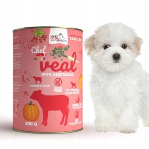 Syta Micha Karma Mokra CHEF Cielęcina z warzywami JUNIOR 400g