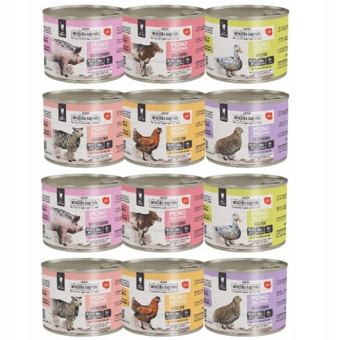 Wiejska Zagroda Zestaw Mono 12x200 MIX SMAKÓW DLA KOTA DOROSŁEGO