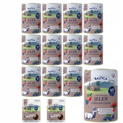 BALTICA JELEŃ Z OWOCAMI LEŚNYMI 12X400 ZESTAW + SMACZKI