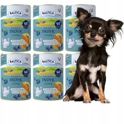 BALTICA MOKRA KARMA ZESTAW NOWCH SMAKÓW 6X400 INDYK Z DYNIA