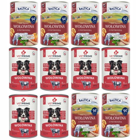 BALTICA WOŁOWINA Z PIETRUSZKĄ 12X400 PAKIET PRÓBNY MONOPROTEIN VETPRIME