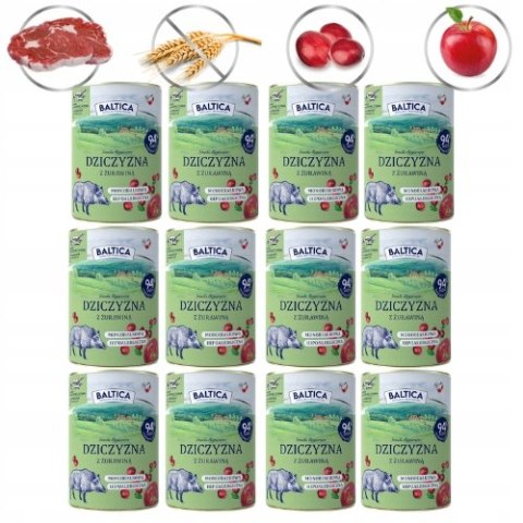 BALTICA ZESTAW PUSZEK DZICZYZNA Z ŻURAWINĄ 12X400 MONOPROTEINOWA