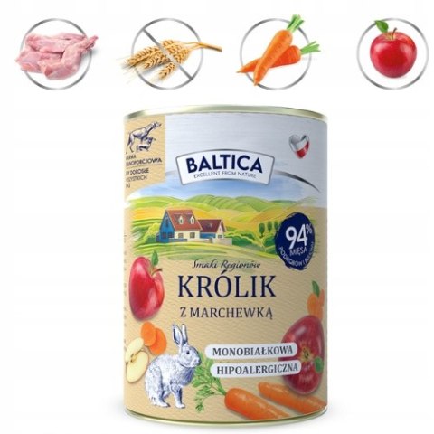 Baltica puszka Królik z Marchewką 400G monoproteinowa karma