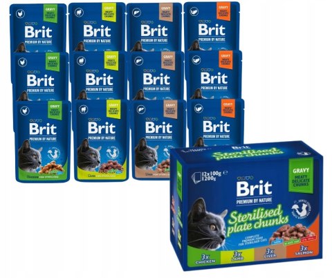 Pakiet Brit Cat Pouches 1200g Sterile Plate 12x100
