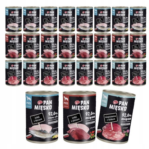 Pan Mięsko Mokra Karma dla Psa Puszki 24x400 Mix Smaków