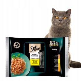 Sheba Delicacy Drobiowe smaki w Galaretce 4x85g pyszne saszetki dla kota