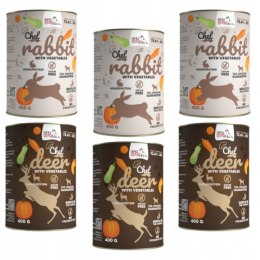 Syta Micha CHEF ZESTAW MONOPROTEIN 6x400G MIX SMAKÓW KRÓLIK JELEŃ