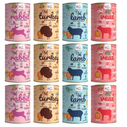 Syta Micha Chef JUNIOR 12X400 ZESTAW KRÓLIK INDYK JAGNIĘCINA CIELĘCINA