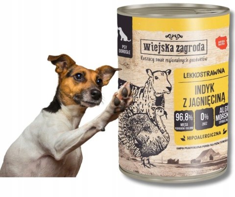 Wiejska Zagroda Indyk z Jagnięciną 24x400 Mokra karma Zestaw Puszek dla psa