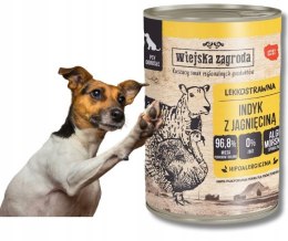 Wiejska Zagroda Indyk z Jagnięciną 24x400 Mokra karma Zestaw Puszek dla psa