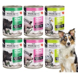 Wiejska Zagroda Monobiałkowa MIX Dzik Kaczka Wieprzowina ZESTAW 6 X 400