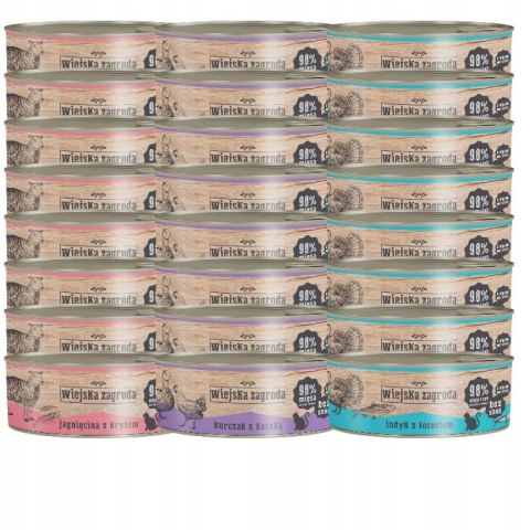 Wiejska Zagroda dla kota mix smaków 24x85 puszki JAGNIĘCINA KACZKA INDYK