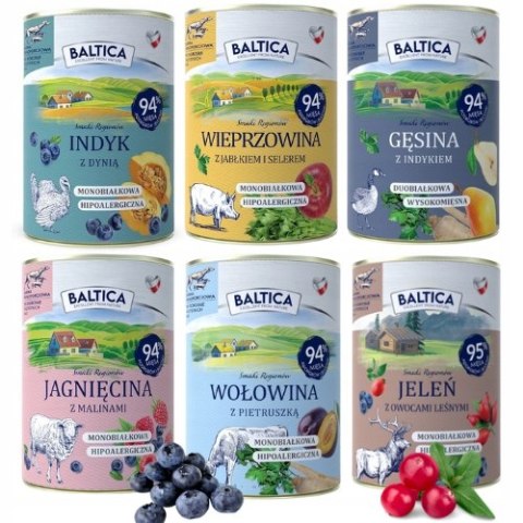 BALTICA PUSZKI MIX SMAKÓW JAGNIĘCINA JELEŃ WOŁOWINA 6x400