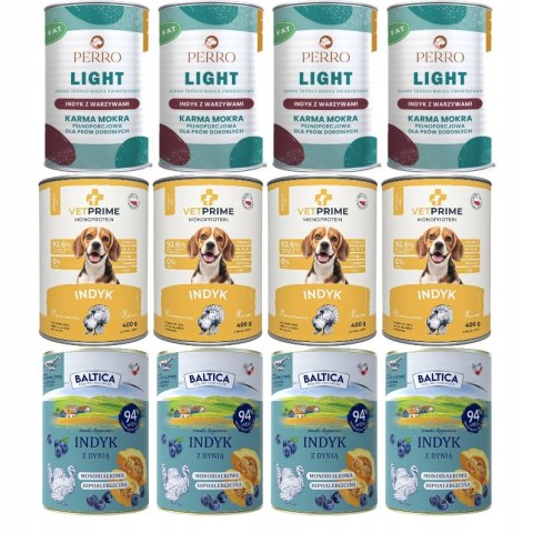 MOMOBIAŁKOWY INDYK DLA ALERGIKA PERRO LIGHT VETPRIME BALTICA MIX 12x400g