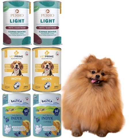 MOMOBIAŁKOWY INDYK DLA ALERGIKA PERRO LIGHT VETPRIME BALTICA MIX 6x400g