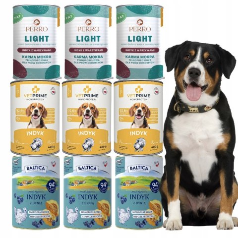 MOMOBIAŁKOWY INDYK DLA ALERGIKA PERRO LIGHT VETPRIME BALTICA MIX 9x400g