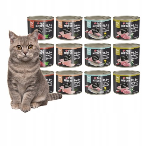 PAN MIĘSKO mokra KARMA dla kota MIX SMAKÓW 12x200