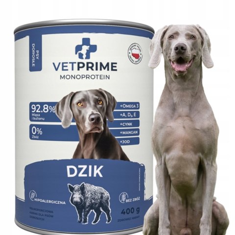 PERRO DZIK Z PASTERNAKIEM VETPRIME MONO ZESTAW 12X400 MONOBIAŁKOWA KARMA