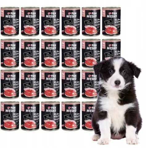 Pan Mięsko Indyk z wołowiną PUPPY 24X400 Zestaw Puszki SZCZENIAK