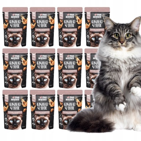 Pan Mięsko Karma mokra dla kota Kawałki w sosie Kurczak z przepiórką 12X85