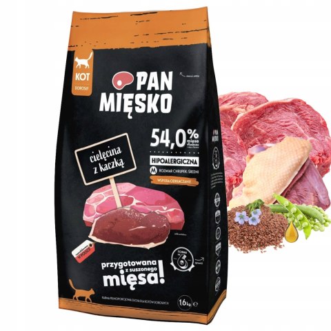 Pan Mięsko karma sucha dla kota Cielęcina z kaczką M 1,6KG