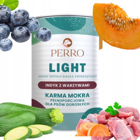 Perro Light Karma mokra Indyk z warzywami dla psów dorosłych 400g