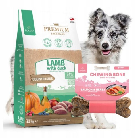 Pokusa Puppy Lamb & Duck 12kg Jagnięcina + KOSTKA DO ŻUCIA WYCISZENIE